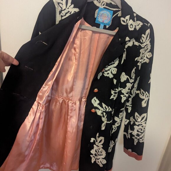 Plenty Tracy Reese Velvet Embroidered Jacket Crewel Princess Coat Girly Flare - Picture 4 of 8